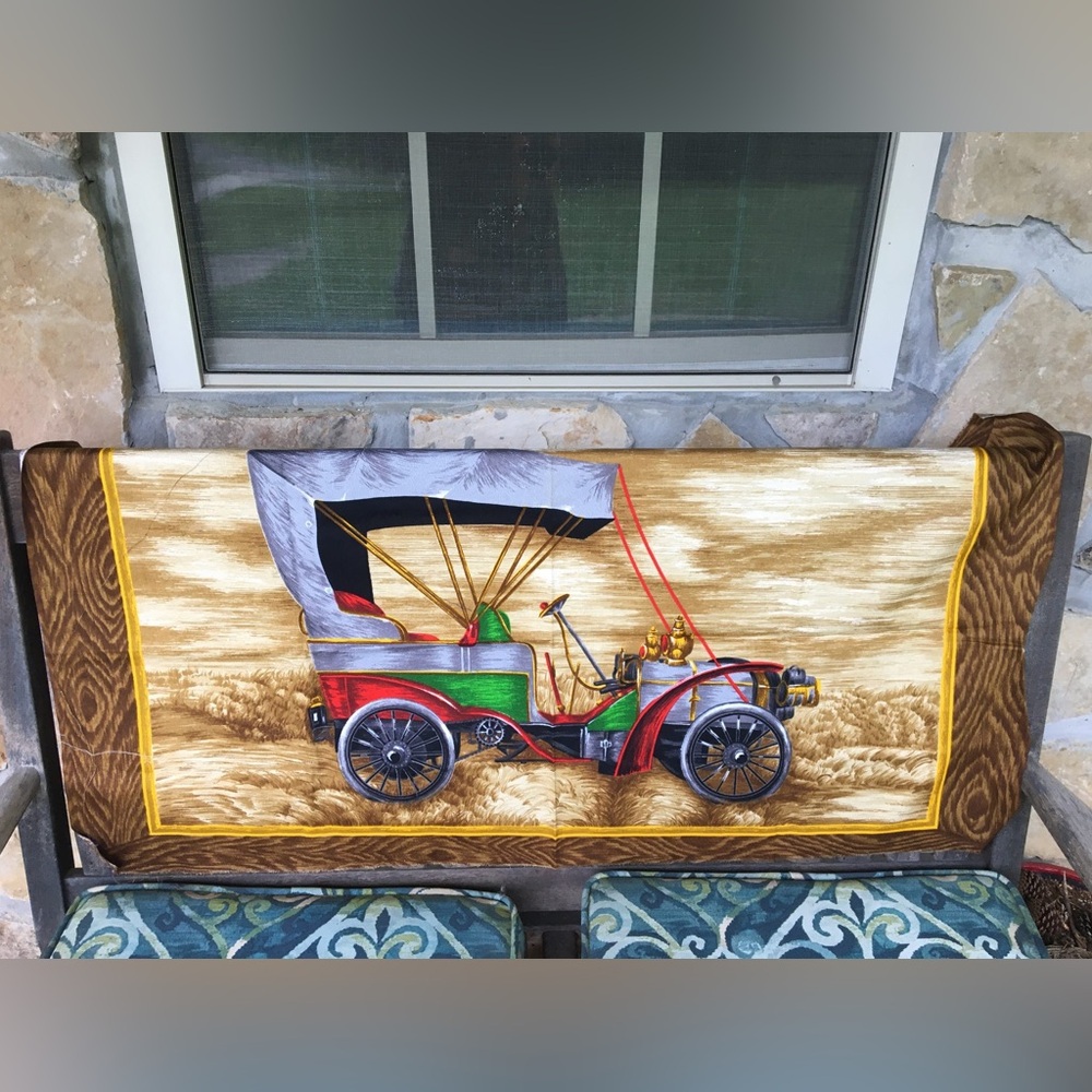 Vintage wagon fabric panel for quilting